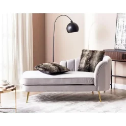 Loveseats-Beliani ALLIER - Chaise longue - Grijs - Linkerzijde - Fluweel