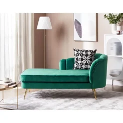 Loveseats-Beliani ALLIER - Chaise longue - Groen - Rechterzijde - Fluweel