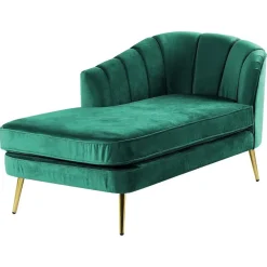 Loveseats-Beliani ALLIER - Chaise longue - Groen - Rechterzijde - Fluweel
