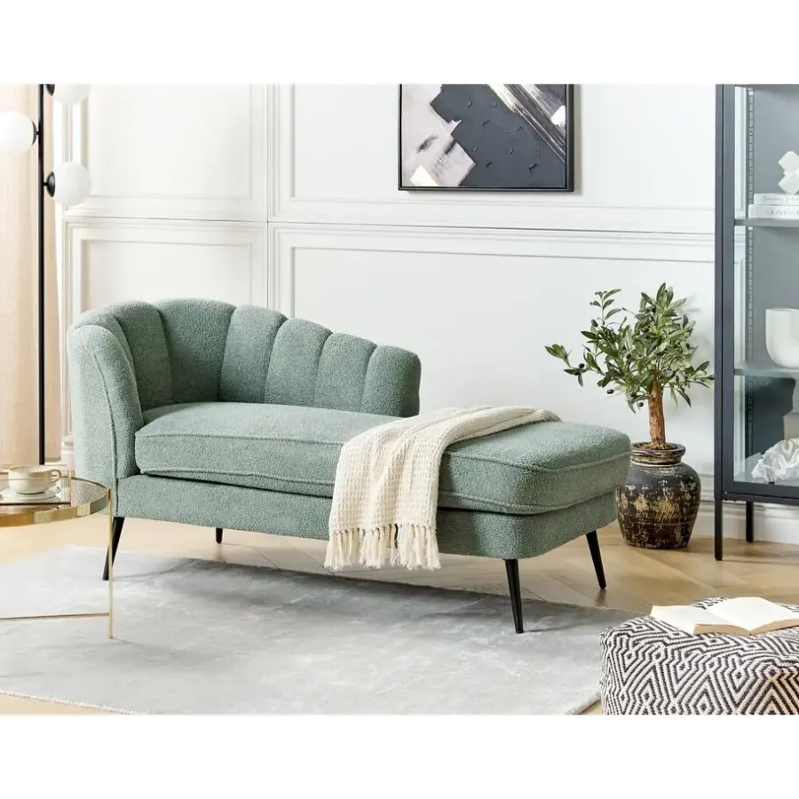 Beliani ALLIER - Chaise longue - Groen - Linkerzijde - Bouclé