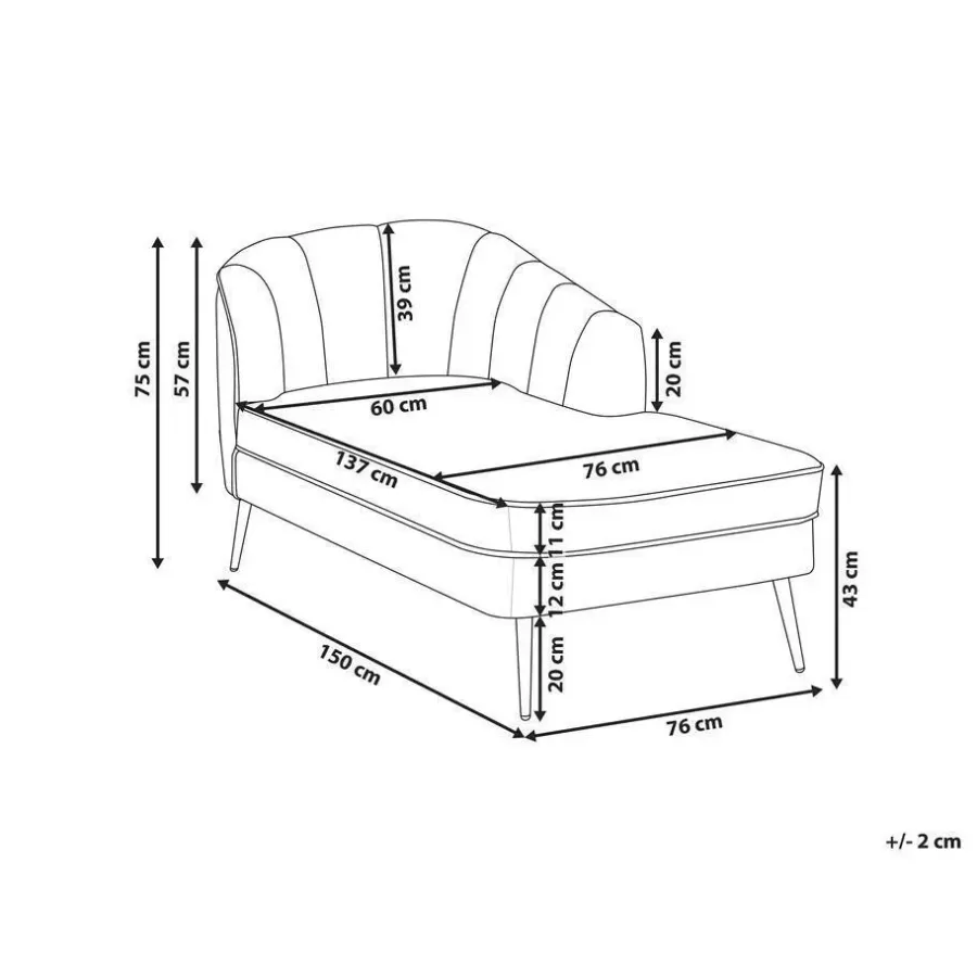 Beliani ALLIER - Chaise longue - Roze - Linkerzijde - Fluweel