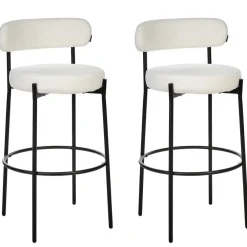 Beliani ALLISON - Barkruk set van 2 - Wit - Bouclé