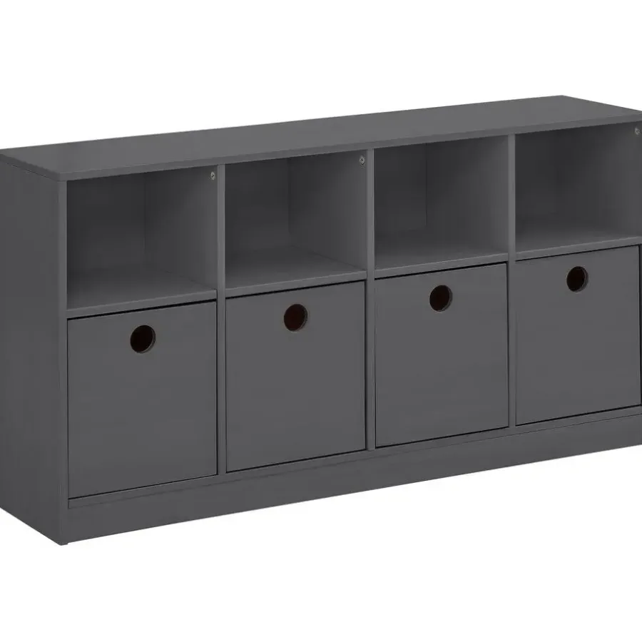 Boekenkasten|Boekenkasten-Loft24 Alpi - Boekenkast met 4 laden in grijs grenen