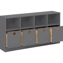 Boekenkasten|Boekenkasten-Loft24 Alpi - Boekenkast met 4 laden in grijs grenen