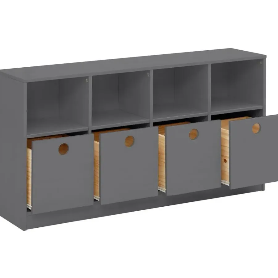 Boekenkasten|Boekenkasten-Loft24 Alpi - Boekenkast met 4 laden in grijs grenen
