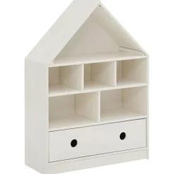 Boekenkasten|Boekenkasten-Loft24 Alpi - Boekenkast met dak en 1 lade in wit gelakt grenen