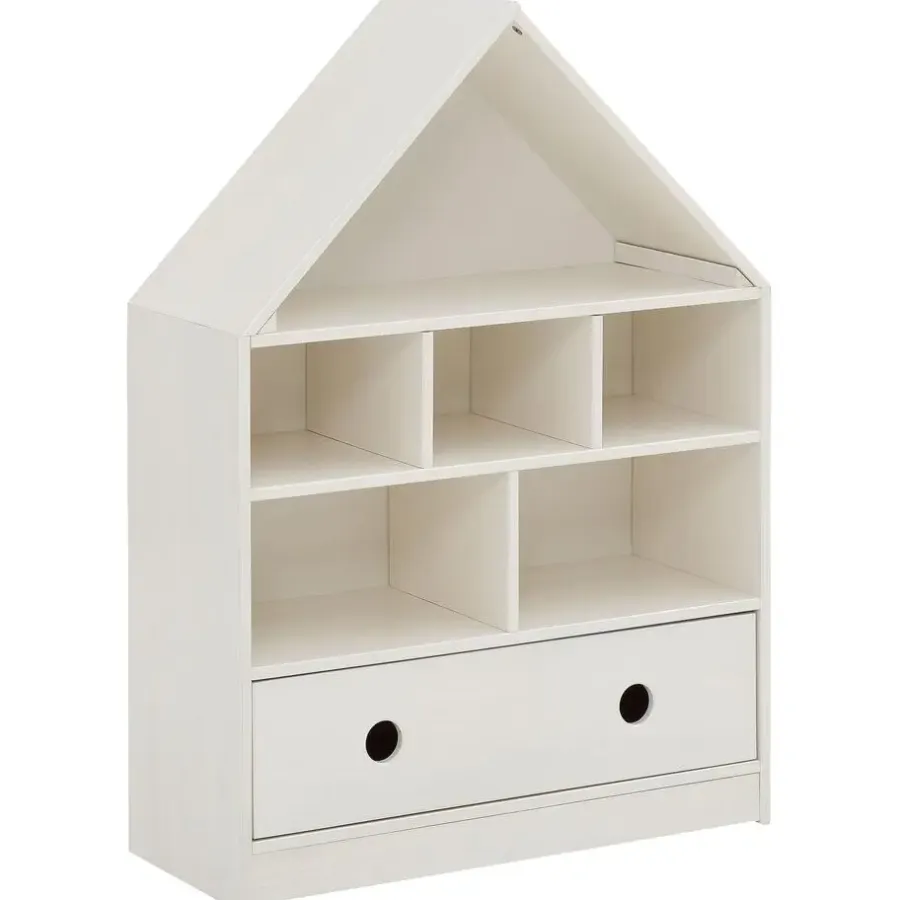 Boekenkasten|Boekenkasten-Loft24 Alpi - Boekenkast met dak en 1 lade in wit gelakt grenen