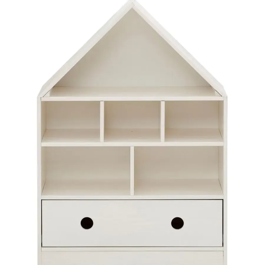 Boekenkasten|Boekenkasten-Loft24 Alpi - Boekenkast met dak en 1 lade in wit gelakt grenen