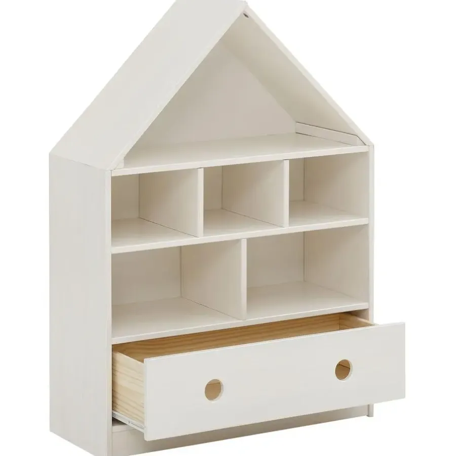 Boekenkasten|Boekenkasten-Loft24 Alpi - Boekenkast met dak en 1 lade in wit gelakt grenen