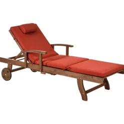 Leen Bakker AMANTEA PREMIUM II - Tuinligstoel - Rood - Acaciahout
