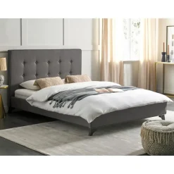 Twijfelaars-Beliani AMBASSADOR - Tweepersoonsbed - Grijs - 140 x 200 cm - Polyester