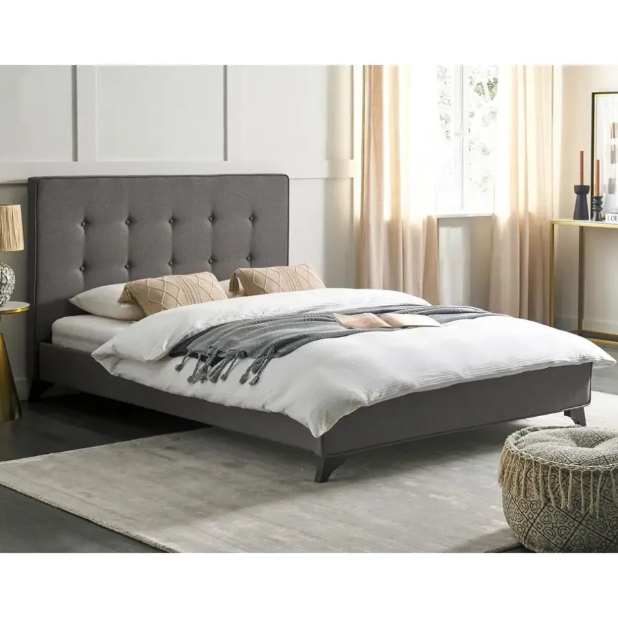 Twijfelaars-Beliani AMBASSADOR - Tweepersoonsbed - Grijs - 140 x 200 cm - Polyester