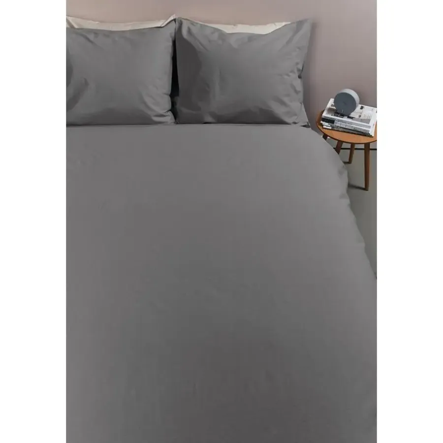 Lits-Jumeaux Dekbedovertrekken-Ambiante Cotton Uni dekbedovertrek - 240x200/220 - Grijs