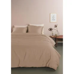 2-Persoons Dekbedovertrekken-Ambiante Satin Uni dekbedovertrek - 200x200/220 - Taupe