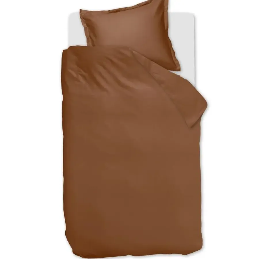 Ambiante Satin Uni dekbedovertrek - 140x200/220 - Bruin