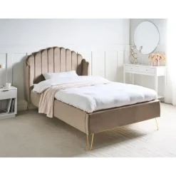 Twijfelaars-Leen Bakker AMBILLOU - Bed - Taupe - 120 x 200 cm - Fluweel