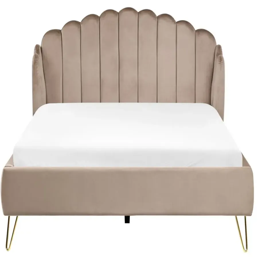 Twijfelaars-Leen Bakker AMBILLOU - Bed - Taupe - 120 x 200 cm - Fluweel