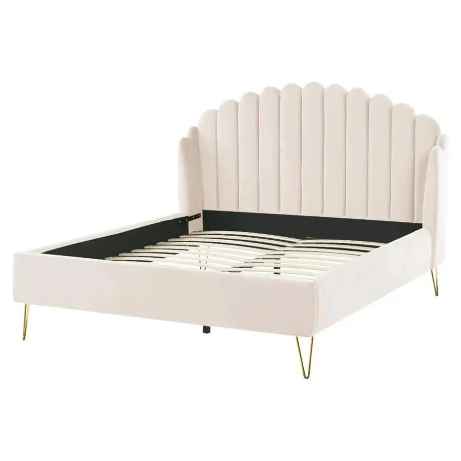 Beliani AMBILLOU - Tweepersoonsbed - Goud - 140 x 200 cm - Fluweel
