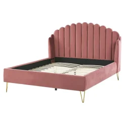 Beliani AMBILLOU - Tweepersoonsbed - Roze - 140 x 200 cm - Fluweel