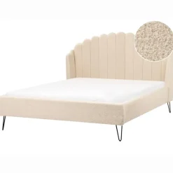 Twijfelaars-Beliani AMBILLOU - Tweepersoonsbed - Beige - 140 x 200 cm - Bouclé