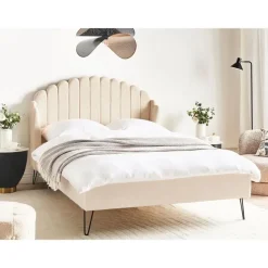 Twijfelaars-Beliani AMBILLOU - Tweepersoonsbed - Beige - 140 x 200 cm - Bouclé