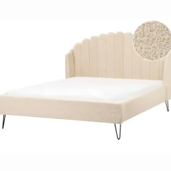 Twijfelaars-Beliani AMBILLOU - Tweepersoonsbed - Beige - 140 x 200 cm - Bouclé