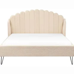 Twijfelaars-Beliani AMBILLOU - Tweepersoonsbed - Beige - 140 x 200 cm - Bouclé