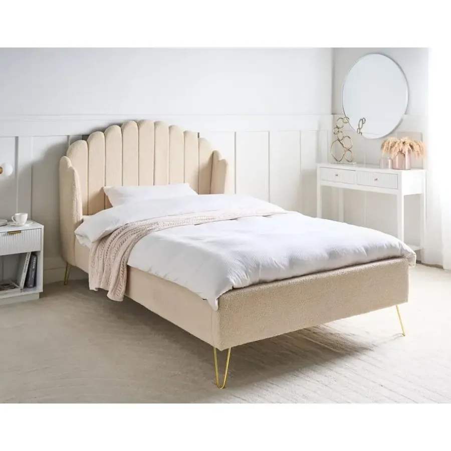 Leen Bakker AMBILLOU - Tweepersoonsbed - Beige - 120 x 200 cm - Bouclé