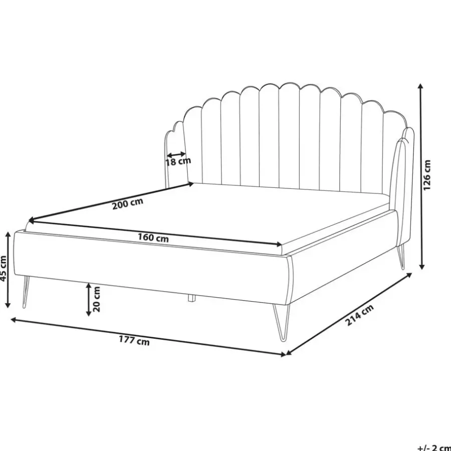 2-Persoons Bedden-Beliani AMBILLOU - Tweepersoonsbed - Taupe - 160 x 200 cm - Fluweel