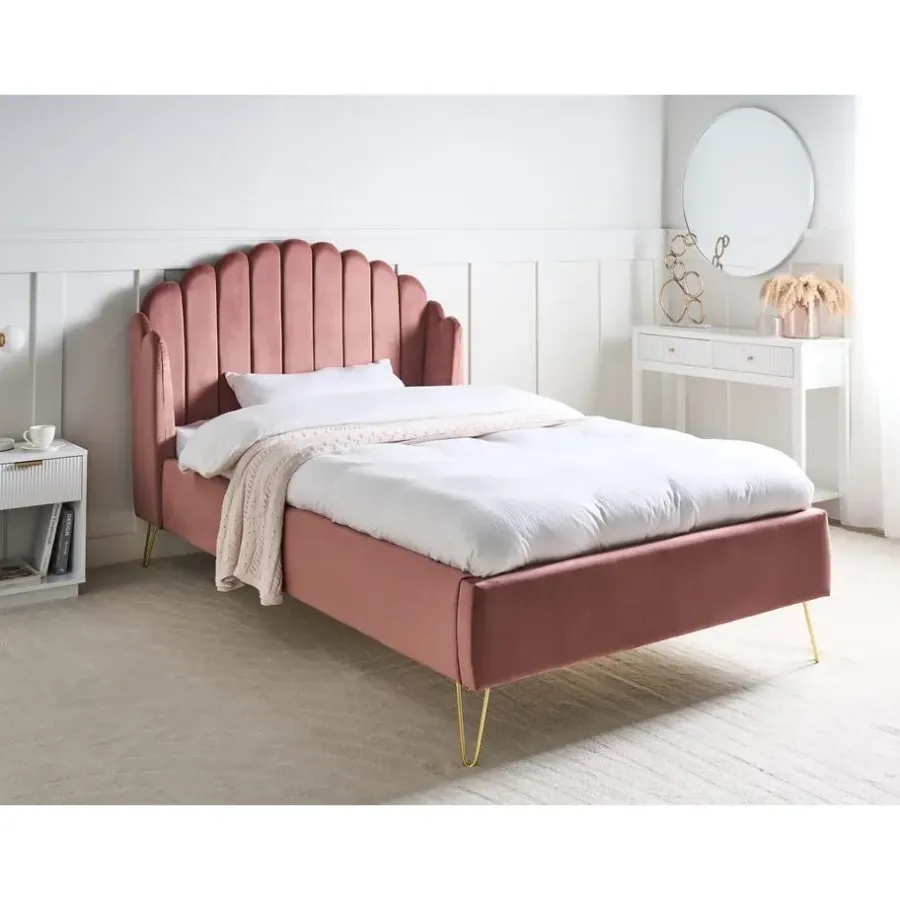 Leen Bakker AMBILLOU - Tweepersoonsbed - Roze - 120 x 200 cm - Fluweel