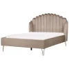 Twijfelaars-Beliani AMBILLOU - Tweepersoonsbed - Taupe - 140 x 200 cm - Fluweel