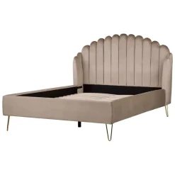 Twijfelaars-Beliani AMBILLOU - Tweepersoonsbed - Taupe - 140 x 200 cm - Fluweel