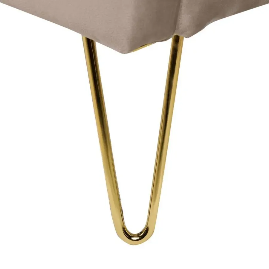 Twijfelaars-Beliani AMBILLOU - Tweepersoonsbed - Taupe - 140 x 200 cm - Fluweel