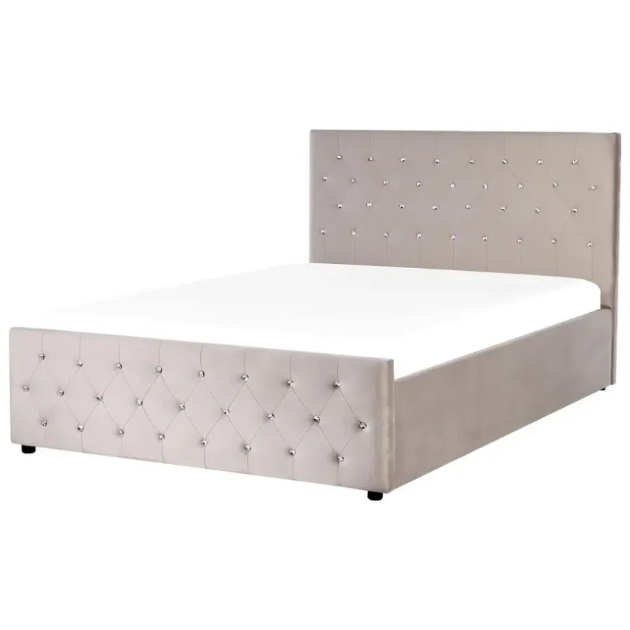 Beliani AMIENS - Bed met opbergruimte - Taupe - 140 x 200 cm - Fluweel