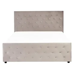 Beliani AMIENS - Bed met opbergruimte - Taupe - 140 x 200 cm - Fluweel
