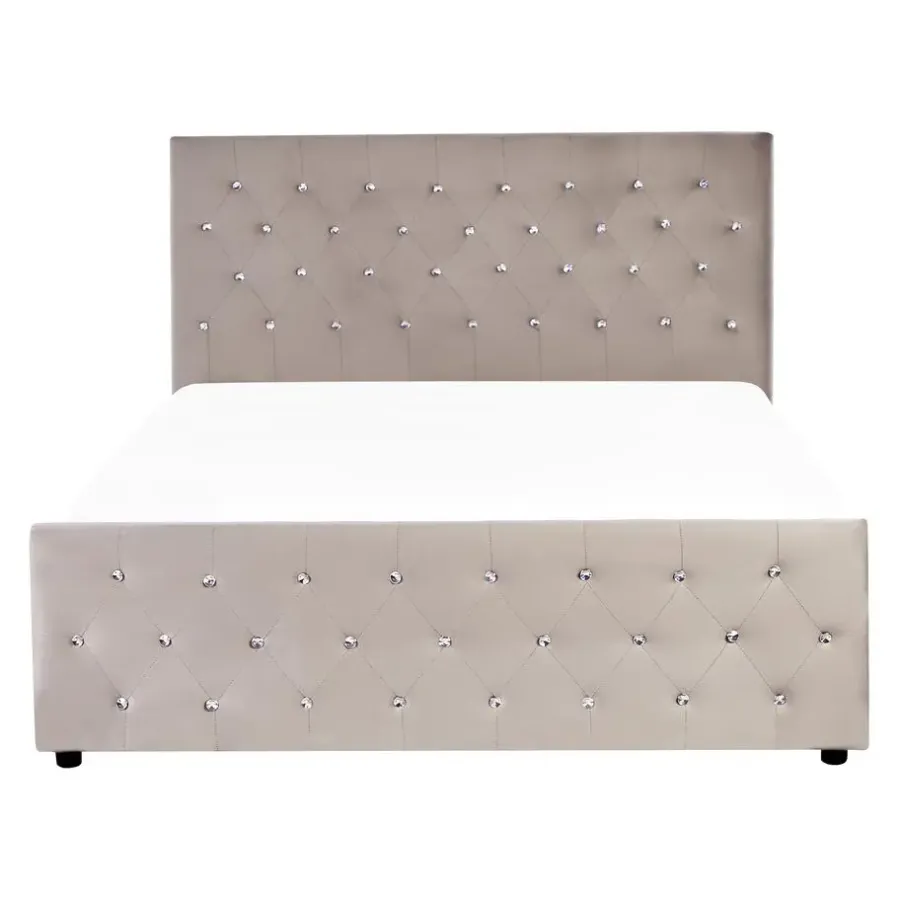 Beliani AMIENS - Bed met opbergruimte - Taupe - 140 x 200 cm - Fluweel
