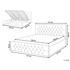 Beliani AMIENS - Bed met opbergruimte - Grijs - 140 x 200 cm - Fluweel