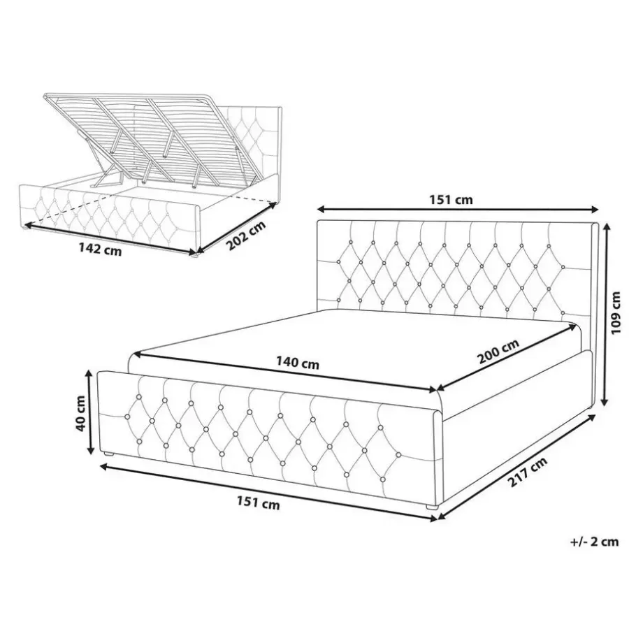 Beliani AMIENS - Bed met opbergruimte - Grijs - 140 x 200 cm - Fluweel