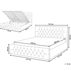 Beliani AMIENS - Bed met opbergruimte - Grijs - 140 x 200 cm - Fluweel