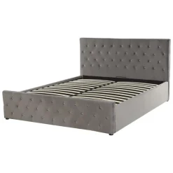 Beliani AMIENS - Bed met opbergruimte - Grijs - 140 x 200 cm - Fluweel