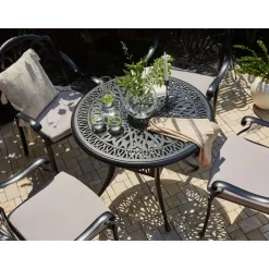 Tuintafels-Beliani ANCONA - Tuintafel - Zwart - 90 x 90 cm - Aluminium