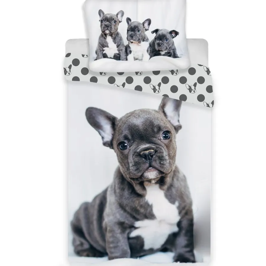 Kinderdekbedovertrekken-Animal Pictures Bulldog - Dekbedovertrek - Eenpersoons - 140 x 200 cm - Multi