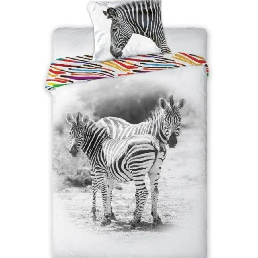Kinderdekbedovertrekken-Animal Pictures Zebra - Dekbedovertrek - Eenpersoons - 140 x 200 cm - Multi