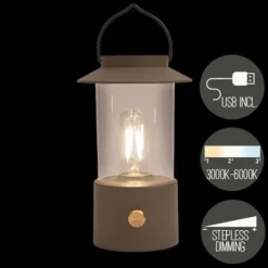 Kandelaars En Windlichten-Anna's Collection Anna Collection Camping tafellamp - taupe - binnen en buiten