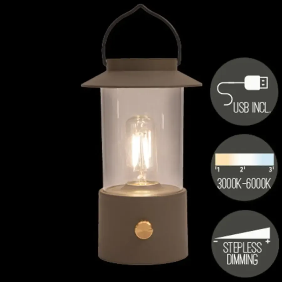 Kandelaars En Windlichten-Anna's Collection Anna Collection Camping tafellamp - taupe - binnen en buiten