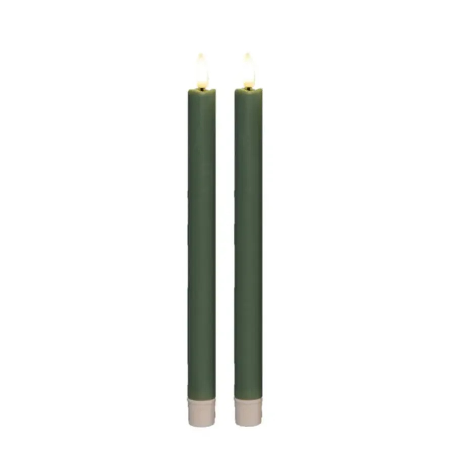 Anna's Collection Anna Collection Led dinerkaarsen - 2x - groen - 25 cm - 3D vlam