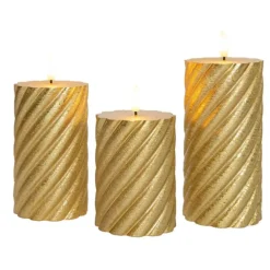 Anna's Collection Anna Collection LED kaarsen - 3x - goud -swirl -afstandsbediening