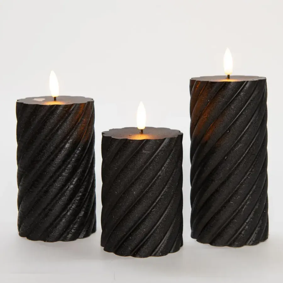 Anna's Collection Anna Collection LED kaarsen - 3x - zwart -swirl -afstandsbediening