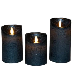 Kaarsen-Anna's Collection Anna Collection LED stompkaarsen - 3x - metallic blauw
