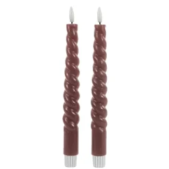 Anna's Collection Anna Collection LED swirl dinerkaarsen - 2x st - antiek roze - 23 cm